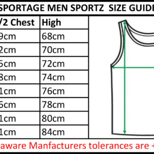 Sportage Sportz Tank Men Size Chart