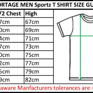 Sportage Sportz T Shirt Men Size Guide