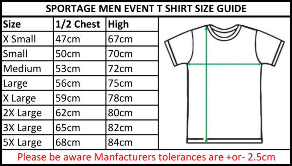 Sportage Event Tee Men T Shirt size guide