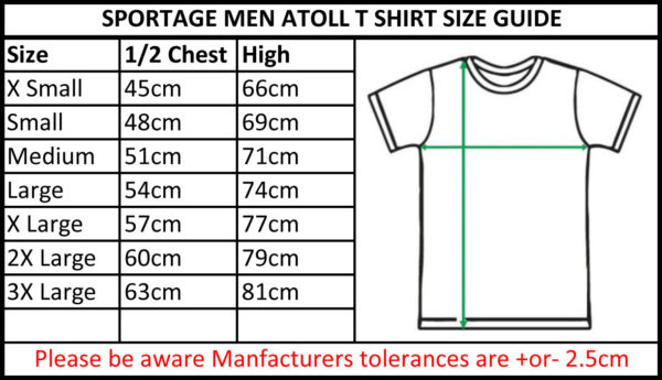 Sportage Atoll T Shirt Size Guide