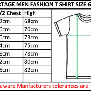 Sportage Men Fashion T Shirt Size Guide