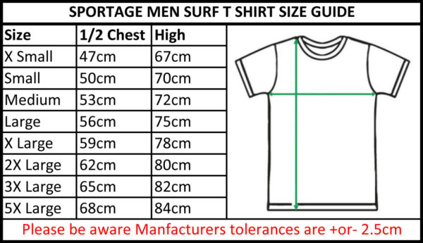 Sportage Surf Tee Men Size Guide